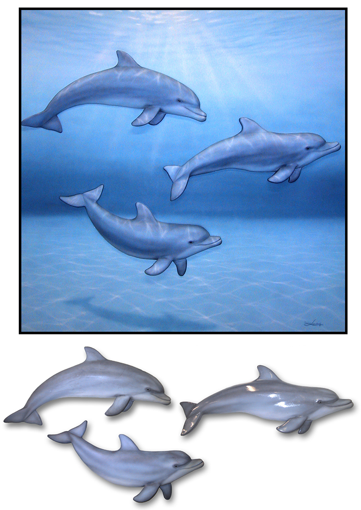 Dolphins in relief