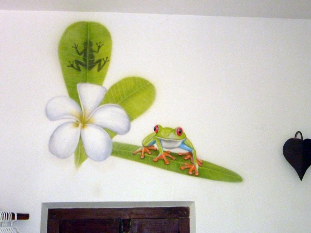 Frangipani and tree frog